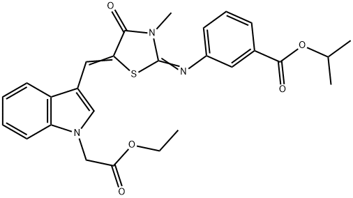 isopropyl 3-[(5-{[1-(2-ethoxy-2-oxoethyl)-1H-indol-3-yl]methylene}-3-methyl-4-oxo-1,3-thiazolidin-2-ylidene)amino]benzoate Structure
