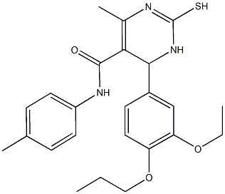 6-(3-ethoxy-4-propoxyphenyl)-4-methyl-N-(4-methylphenyl)-2-sulfanyl-1,6-dihydro-5-pyrimidinecarboxamide,591764-67-9,结构式