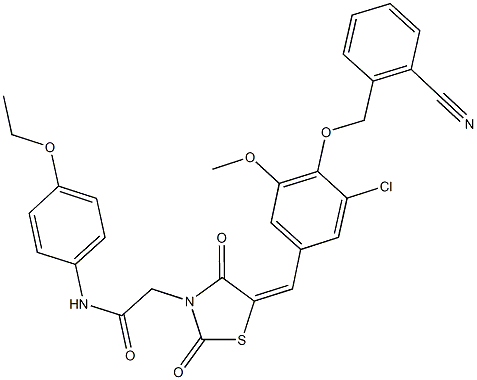 592477-17-3 2-(5-{3-chloro-4-[(2-cyanobenzyl)oxy]-5-methoxybenzylidene}-2,4-dioxo-1,3-thiazolidin-3-yl)-N-(4-ethoxyphenyl)acetamide