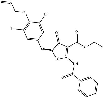 ethyl 5-[4-(allyloxy)-3,5-dibromobenzylidene]-2-(benzoylamino)-4-oxo-4,5-dihydro-3-thiophenecarboxylate Structure