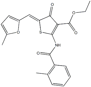ethyl 2-[(2-methylbenzoyl)amino]-5-[(5-methyl-2-furyl)methylene]-4-oxo-4,5-dihydro-3-thiophenecarboxylate Struktur