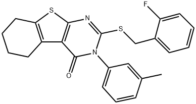 2-[(2-fluorobenzyl)sulfanyl]-3-(3-methylphenyl)-5,6,7,8-tetrahydro[1]benzothieno[2,3-d]pyrimidin-4(3H)-one Structure