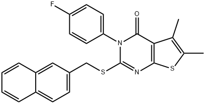 3-(4-fluorophenyl)-5,6-dimethyl-2-[(2-naphthylmethyl)sulfanyl]thieno[2,3-d]pyrimidin-4(3H)-one Structure