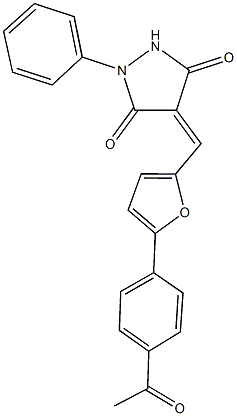 4-{[5-(4-acetylphenyl)-2-furyl]methylene}-1-phenyl-3,5-pyrazolidinedione Structure