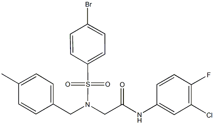 593262-82-9 2-[[(4-bromophenyl)sulfonyl](4-methylbenzyl)amino]-N-(3-chloro-4-fluorophenyl)acetamide