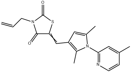 3-allyl-5-{[2,5-dimethyl-1-(4-methyl-2-pyridinyl)-1H-pyrrol-3-yl]methylene}-1,3-thiazolidine-2,4-dione,593274-05-6,结构式