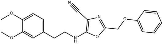 5-{[2-(3,4-dimethoxyphenyl)ethyl]amino}-2-(phenoxymethyl)-1,3-oxazole-4-carbonitrile Struktur