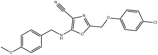 2-[(4-chlorophenoxy)methyl]-5-[(4-methoxybenzyl)amino]-1,3-oxazole-4-carbonitrile Struktur