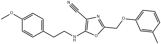 5-{[2-(4-methoxyphenyl)ethyl]amino}-2-[(3-methylphenoxy)methyl]-1,3-oxazole-4-carbonitrile Struktur