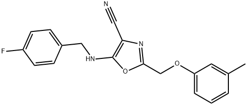 5-[(4-fluorobenzyl)amino]-2-[(3-methylphenoxy)methyl]-1,3-oxazole-4-carbonitrile Structure