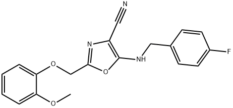 5-[(4-fluorobenzyl)amino]-2-[(2-methoxyphenoxy)methyl]-1,3-oxazole-4-carbonitrile Structure