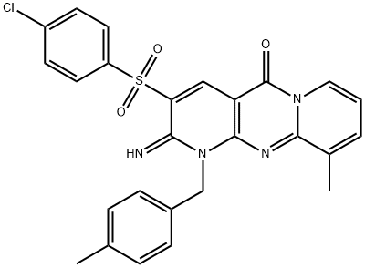 3-[(4-chlorophenyl)sulfonyl]-2-imino-10-methyl-1-(4-methylbenzyl)-1,2-dihydro-5H-dipyrido[1,2-a:2,3-d]pyrimidin-5-one 结构式
