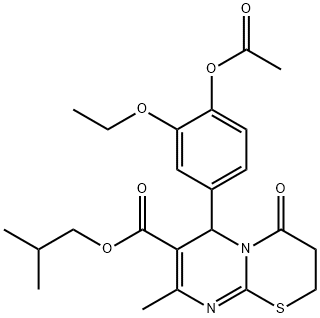 isobutyl 6-[4-(acetyloxy)-3-ethoxyphenyl]-8-methyl-4-oxo-3,4-dihydro-2H,6H-pyrimido[2,1-b][1,3]thiazine-7-carboxylate Structure