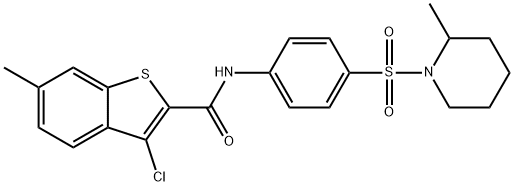3-chloro-6-methyl-N-{4-[(2-methylpiperidin-1-yl)sulfonyl]phenyl}-1-benzothiophene-2-carboxamide Struktur