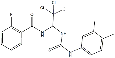 2-fluoro-N-(2,2,2-trichloro-1-{[(3,4-dimethylanilino)carbothioyl]amino}ethyl)benzamide Structure