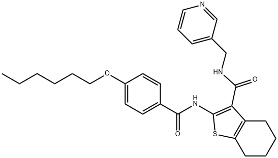 2-{[4-(hexyloxy)benzoyl]amino}-N-(3-pyridinylmethyl)-4,5,6,7-tetrahydro-1-benzothiophene-3-carboxamide 结构式