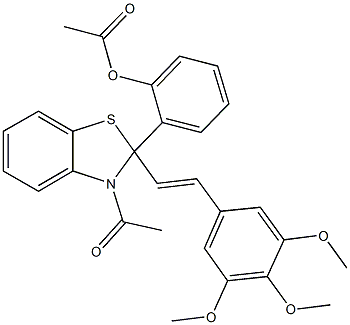 2-{3-acetyl-2-[2-(3,4,5-trimethoxyphenyl)vinyl]-2,3-dihydro-1,3-benzothiazol-2-yl}phenyl acetate Structure