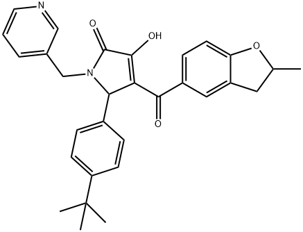 5-(4-tert-butylphenyl)-3-hydroxy-4-[(2-methyl-2,3-dihydro-1-benzofuran-5-yl)carbonyl]-1-(3-pyridinylmethyl)-1,5-dihydro-2H-pyrrol-2-one 结构式