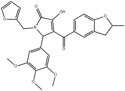 1-(2-furylmethyl)-3-hydroxy-4-[(2-methyl-2,3-dihydro-1-benzofuran-5-yl)carbonyl]-5-(3,4,5-trimethoxyphenyl)-1,5-dihydro-2H-pyrrol-2-one,618362-16-6,结构式