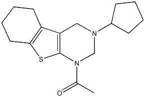 1-acetyl-3-cyclopentyl-1,2,3,4,5,6,7,8-octahydro[1]benzothieno[2,3-d]pyrimidine 结构式