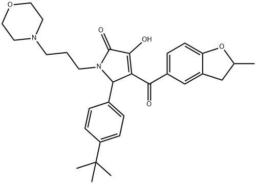 5-(4-tert-butylphenyl)-3-hydroxy-4-[(2-methyl-2,3-dihydro-1-benzofuran-5-yl)carbonyl]-1-[3-(4-morpholinyl)propyl]-1,5-dihydro-2H-pyrrol-2-one Structure
