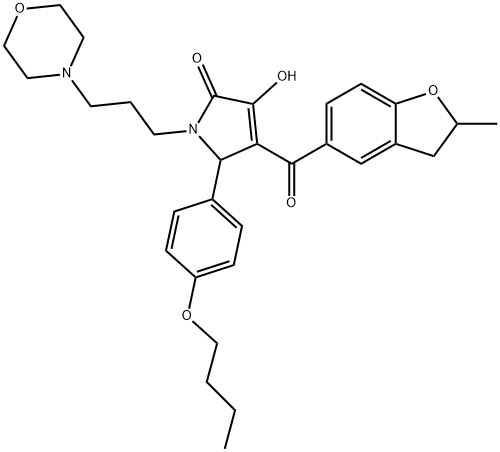 5-(4-butoxyphenyl)-3-hydroxy-4-[(2-methyl-2,3-dihydro-1-benzofuran-5-yl)carbonyl]-1-[3-(4-morpholinyl)propyl]-1,5-dihydro-2H-pyrrol-2-one Structure
