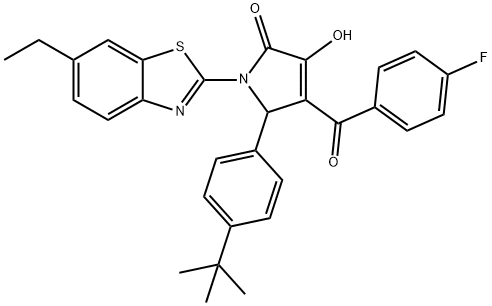 5-(4-tert-butylphenyl)-1-(6-ethyl-1,3-benzothiazol-2-yl)-4-(4-fluorobenzoyl)-3-hydroxy-1,5-dihydro-2H-pyrrol-2-one Structure