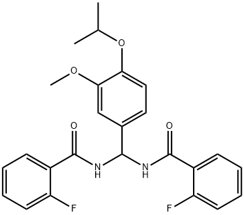 2-fluoro-N-[[(2-fluorobenzoyl)amino](4-isopropoxy-3-methoxyphenyl)methyl]benzamide Structure