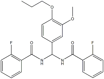 2-fluoro-N-[[(2-fluorobenzoyl)amino](3-methoxy-4-propoxyphenyl)methyl]benzamide|