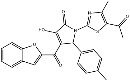 1-(5-acetyl-4-methyl-1,3-thiazol-2-yl)-4-(1-benzofuran-2-ylcarbonyl)-3-hydroxy-5-(4-methylphenyl)-1,5-dihydro-2H-pyrrol-2-one Structure