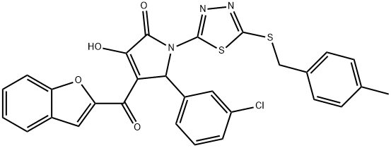 618865-32-0 4-(1-benzofuran-2-ylcarbonyl)-5-(3-chlorophenyl)-3-hydroxy-1-{5-[(4-methylbenzyl)sulfanyl]-1,3,4-thiadiazol-2-yl}-1,5-dihydro-2H-pyrrol-2-one