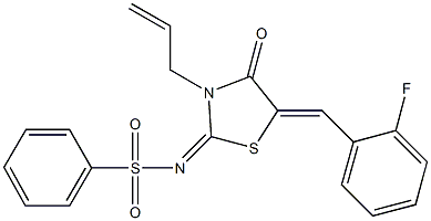 N-[3-allyl-5-(2-fluorobenzylidene)-4-oxo-1,3-thiazolidin-2-ylidene]benzenesulfonamide Structure