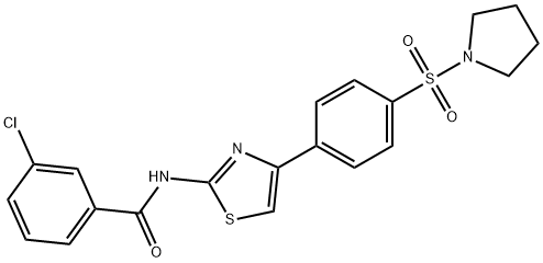 3-chloro-N-{4-[4-(1-pyrrolidinylsulfonyl)phenyl]-1,3-thiazol-2-yl}benzamide Struktur