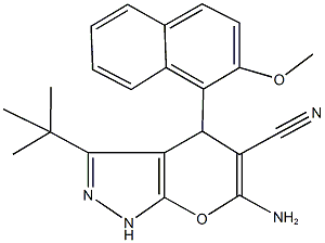 625369-09-7 6-amino-3-tert-butyl-4-(2-methoxy-1-naphthyl)-1,4-dihydropyrano[2,3-c]pyrazole-5-carbonitrile
