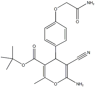 tert-butyl 6-amino-4-[4-(2-amino-2-oxoethoxy)phenyl]-5-cyano-2-methyl-4H-pyran-3-carboxylate Structure