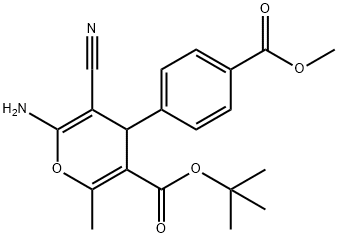 tert-butyl 6-amino-5-cyano-4-[4-(methoxycarbonyl)phenyl]-2-methyl-4H-pyran-3-carboxylate Struktur