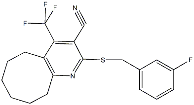 2-[(3-fluorobenzyl)sulfanyl]-4-(trifluoromethyl)-5,6,7,8,9,10-hexahydrocycloocta[b]pyridine-3-carbonitrile Structure