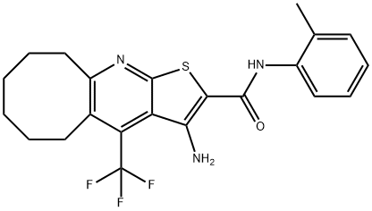 3-amino-N-(2-methylphenyl)-4-(trifluoromethyl)-5,6,7,8,9,10-hexahydrocycloocta[b]thieno[3,2-e]pyridine-2-carboxamide,626228-79-3,结构式