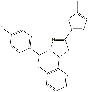 5-(4-fluorophenyl)-2-(5-methyl-2-furyl)-1,10b-dihydropyrazolo[1,5-c][1,3]benzoxazine Structure