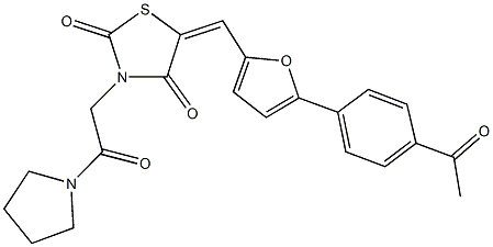 5-{[5-(4-acetylphenyl)-2-furyl]methylene}-3-[2-oxo-2-(1-pyrrolidinyl)ethyl]-1,3-thiazolidine-2,4-dione Structure