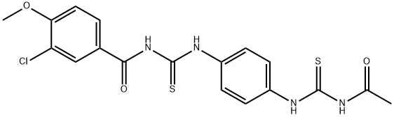 N-acetyl-N'-[4-({[(3-chloro-4-methoxybenzoyl)amino]carbothioyl}amino)phenyl]thiourea Struktur