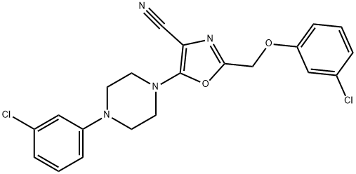 2-[(3-chlorophenoxy)methyl]-5-[4-(3-chlorophenyl)-1-piperazinyl]-1,3-oxazole-4-carbonitrile 结构式
