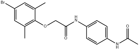 N-[4-(acetylamino)phenyl]-2-(4-bromo-2,6-dimethylphenoxy)acetamide Struktur