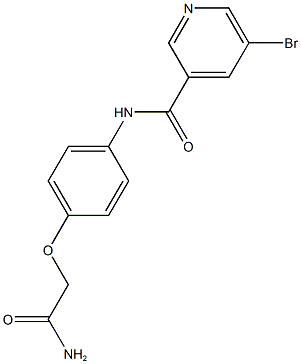 N-[4-(2-amino-2-oxoethoxy)phenyl]-5-bromonicotinamide 化学構造式
