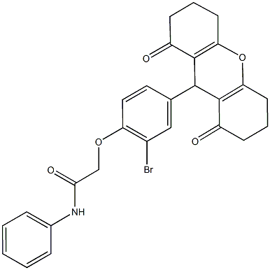 2-[2-bromo-4-(1,8-dioxo-2,3,4,5,6,7,8,9-octahydro-1H-xanthen-9-yl)phenoxy]-N-phenylacetamide Structure
