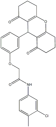 N-(3-chloro-4-methylphenyl)-2-[3-(1,8-dioxo-2,3,4,5,6,7,8,9-octahydro-1H-xanthen-9-yl)phenoxy]acetamide Structure