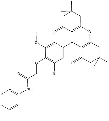 662156-17-4 2-[2-bromo-6-methoxy-4-(3,3,6,6-tetramethyl-1,8-dioxo-2,3,4,5,6,7,8,9-octahydro-1H-xanthen-9-yl)phenoxy]-N-(3-methylphenyl)acetamide