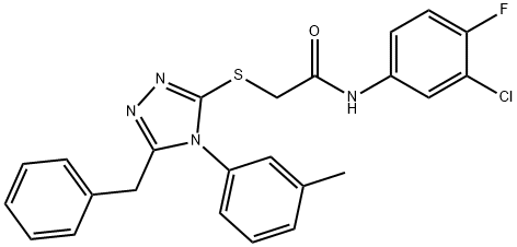 2-{[5-benzyl-4-(3-methylphenyl)-4H-1,2,4-triazol-3-yl]sulfanyl}-N-(3-chloro-4-fluorophenyl)acetamide Structure