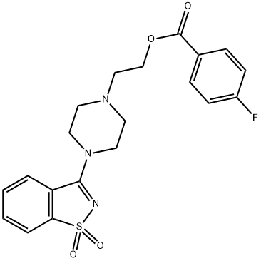 2-[4-(1,1-dioxido-1,2-benzisothiazol-3-yl)-1-piperazinyl]ethyl 4-fluorobenzoate Struktur