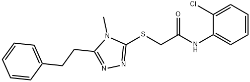 N-(2-chlorophenyl)-2-{[4-methyl-5-(2-phenylethyl)-4H-1,2,4-triazol-3-yl]sulfanyl}acetamide,663204-15-7,结构式